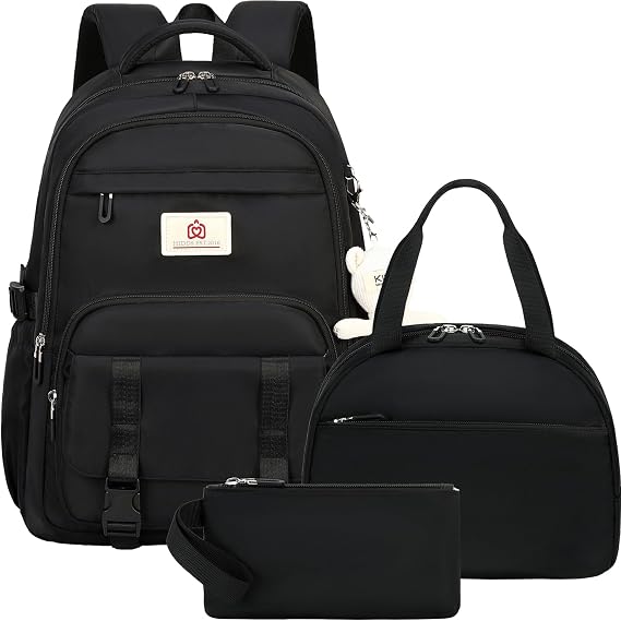 Hidds School Backpack for Teens Girls Women 3 PCS Kids Bookbag Set with Lunch Box College Laptop Backpacks Travel Daypack Bag