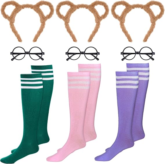 Yolyoo 9 Pcs Chipmunks Costumes Accessories Set Ears Headband Glasses Socks
