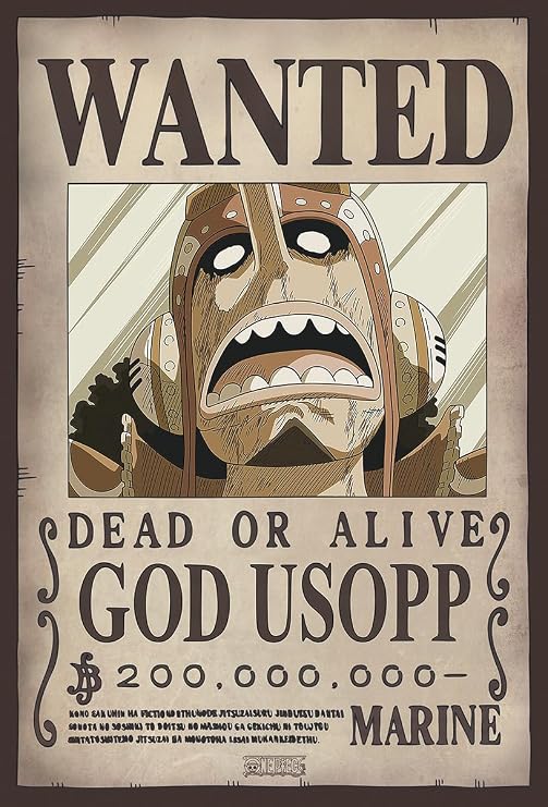 CINEMAFLIX One Piece Wanted POSTER 20 x 13.5 inches - Includes Adhesive Dots - (Unframed) (God Usopp)