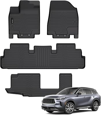 Auxko All Weather Floor Mats Fit for Nissan Pathfinder 2022-2025 20268 Seat  Infiniti QX60 7 Seat TPE Rubber Liners Set All Season Guard Odorless Anti-Slip Floor Mats