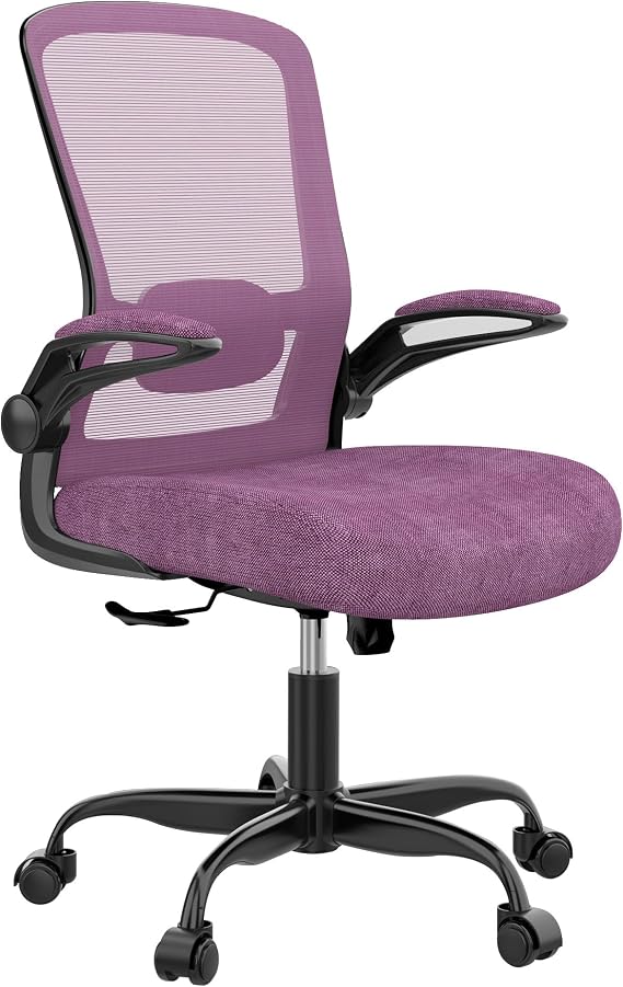 MIMOGLAD Office Chair, Telework Chair, PC Chair, High Back, Lumbar Support, Flip-up Armrest, 360 Degree Rotation, Mesh, Breathable, Backrest, Chair, Locking, Office Chair, Desk Chair, No Fatigue,
