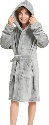 Boys Hooded Bathrobes Girls Soft Plush Fleece Robe Toddler Fuzzy Pajamas Kids Warm Sleepwear