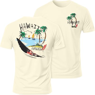 Hawaiian T-Shirt for Men:Mens Tropical Beach Palm Trees Shirt Casual Vintage Beach Tee