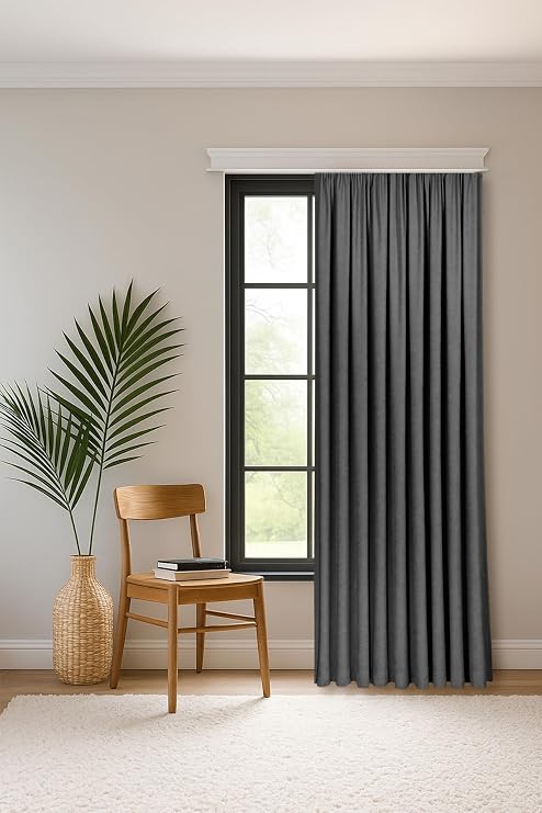 Gauze Fabric Design Safir Antrasit EKSTRAFOR BÜZGÜLÜ KADİFE DOKULU YÜKSEK KALİTELİ TEK KANAT FON PERDE 150 x 260
