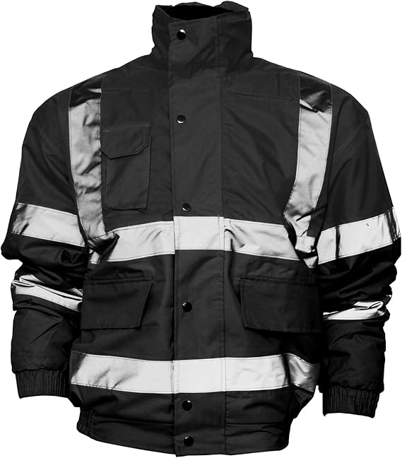 Yoko Mens Hi-Vis Bomber Jacket (XL) (Black)