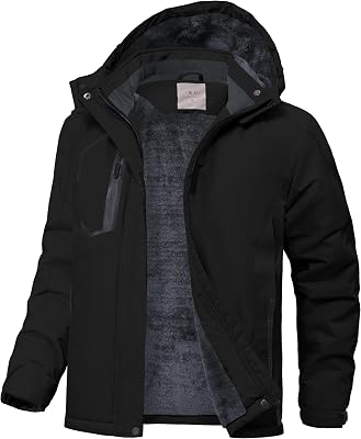 Kids Winter Jackets Warm Fleece Waterproof Snow Jacket with Zipper Pockets Detachable Hood
