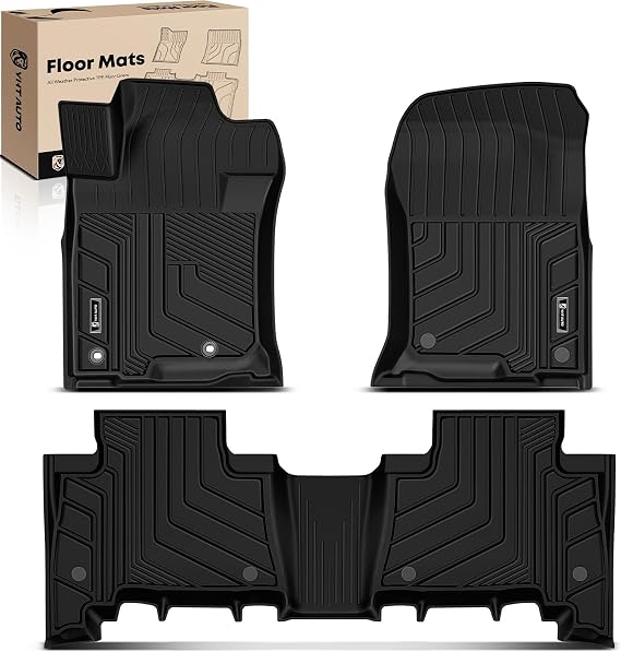 YHTAUTO Automotive Floor Mats for Lexus, Toyota | for GX460 2010-2018 & Prado J150 2010-2020 | TPE All Weather Custom Fit Floor Liners | Front & 2nd Row, Set of 3