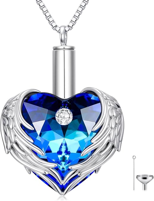 WINNICACA Silver Cremation Urn Necklaces for Ashes of Loved Ones