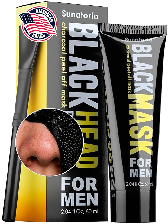 SUNATORIA Mens Original Black Peel-Off Charcoal Pore Mask, 2.04 fl oz