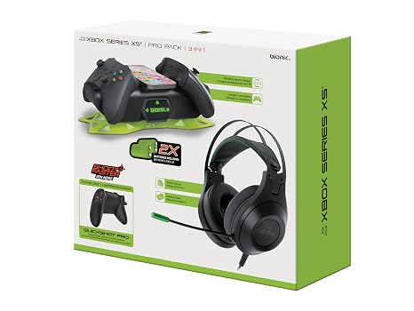 Bionik Power Stand Bundle: Chargers for Xbox X, Quickshot Trigger stops, Sirex Headphones, Xbox bundles,iphone chargers, 3 in 1, BNK-9128