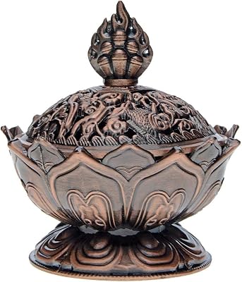 Alloy Buddha Incense Burner Lotus Flower Incense Holder Censer Buddhist Home Office Decoration Gift Burner Incense