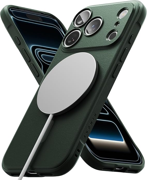 Ringke Onyx for iPhone 17 Pro Case, [Compatible with MagSafe] Oil & Dirt Resistant, Individual Lens Covers for Cameras, Non-Slip Enhanced Grip Lightweight Cover - Magnetic Dark Green