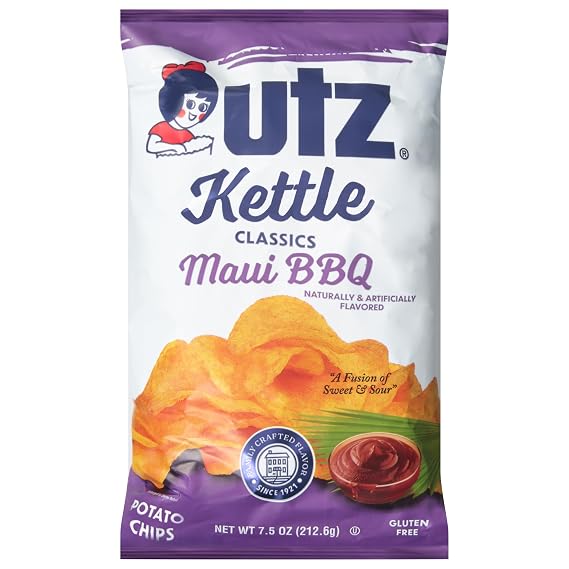 Utz, Kettle Potato Chips Classic Maui Bbq, 7.5 Ounce