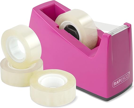 Rapesco 1621 Tape Dispenser 300 for Rolls with 1" Core, 4 Tape Rolls