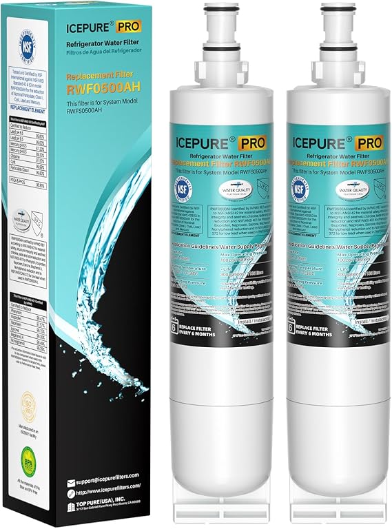 ICEPURE PRO 4396508 NSF401&53 Replacement for Whirlpool 4396510, EDR5RXD1, NLC240V, PNL240V, 4396508p, LC400V, WF-NLC240V, 46-9010, Everydrop Filter 5, Remove PFAS PFOA PFOS, Heavy Metals, 2PACK