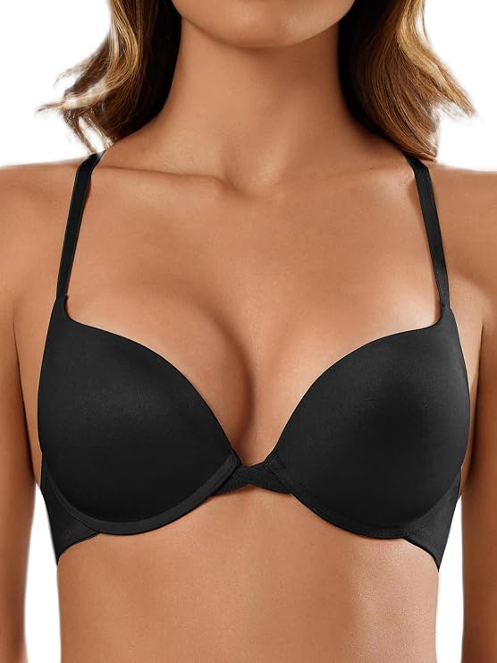 Push Up Bra for Women Add 1 Cup Plunge T-Shirt Bras Smooth Underwire