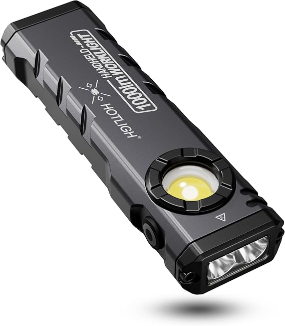 HOTLIGH ZF8329 Rechargeable EDC Flashlight, 1000Lumens LED Flashlight Rechargeable with Turbo Mode, Small Flashlight with Magnetic Base & Clip, Pocket Flashlight for Home, Camping and Emergencies