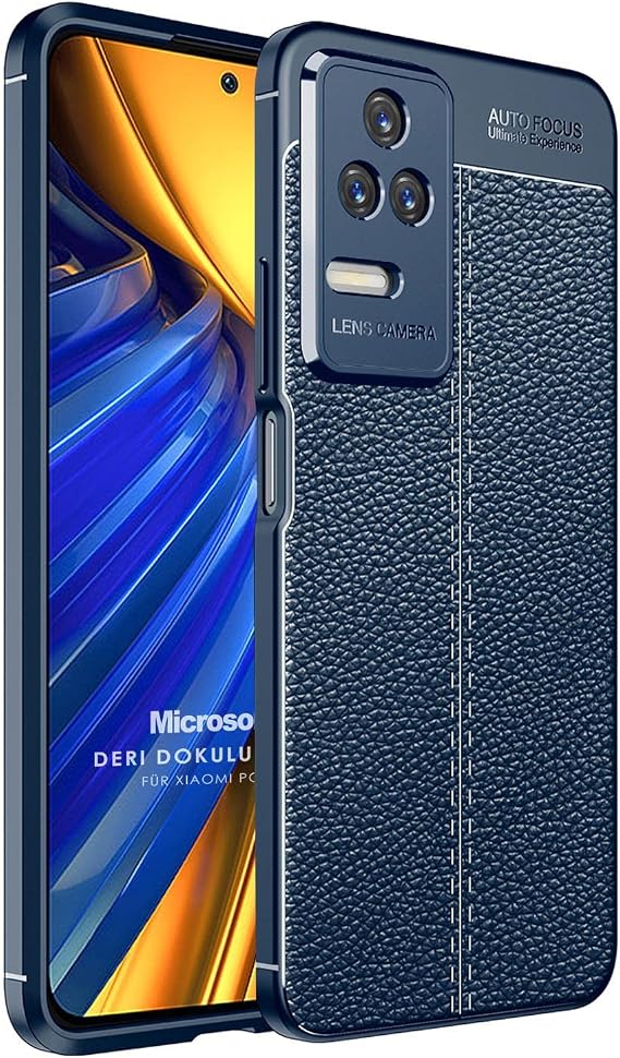 Microsonic Xiaomi Poco F4 için Kılıf Deri Dokulu Silikon Lacivert [Poco F4 ile Uyumlu Kılıf - Lacivert]