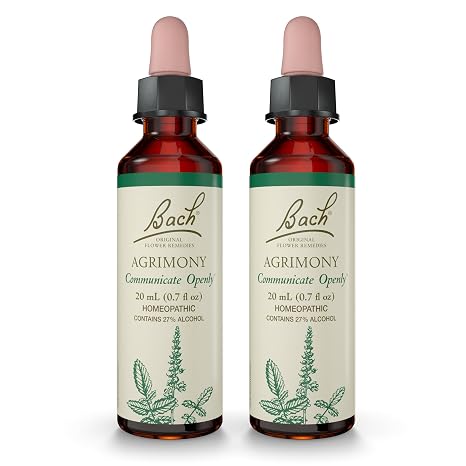 Bach Original Flower Remedies, Agrimony - 20mL Dropper, Pack of 2 - Communicate Openly - Natural Homeopathic Flower Essence for Emotional Balance - Vegan, Gluten Free, Sugar Free