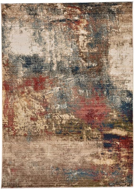 Capel Rugs Litaker-Abstract, 3' 3" x 4' 10", Azure Multi - for Living Room, Bedroom, Dining Room
