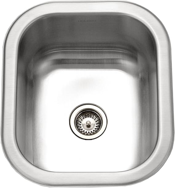 Houzer Club Stainless Steel Kitchen Bar & Prep Sink: 10 Inch Undermount Small Sink with Strainer, Durable & Versatile, Essential for Home & Apartment: CS-1307-1