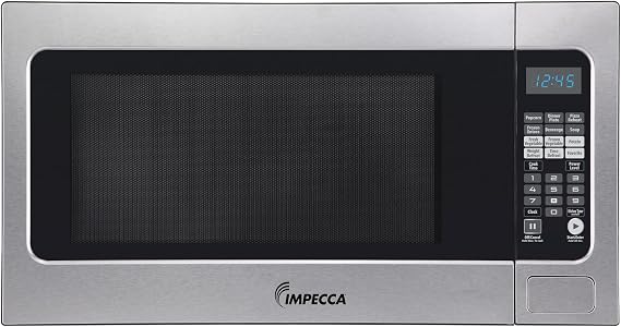 Impecca 2.2 Cu. Ft. Microwave Oven, Powerful 1200 Watts Countertop Microwave, 16.5" turntable, Stainless Steel, LED Display, Defrost Function, Child Lock, Shortcut Buttons, Touchpad Control Panel