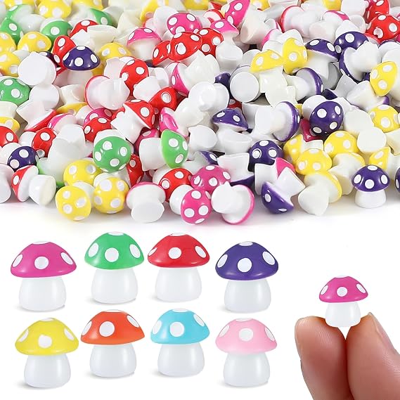 Tiny Mushrooms Mini Figurines Miniature Cute Colorful Mushroom Figurines Indoor Outdoor Mushroom Statue Decor Mushroom Decoration for Garden Landscape Bonsai Craft Ornament (160PCS)