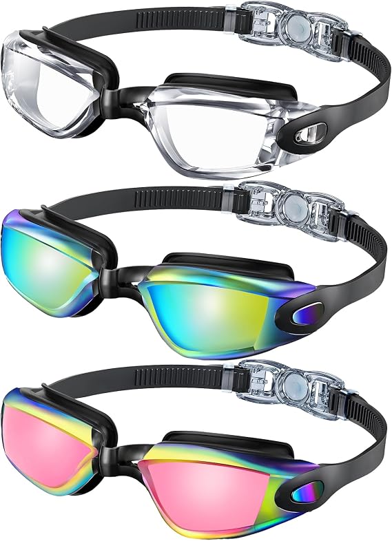 NSSIW Kids Goggles for 4-16, Kids Swimming Goggles Anti Fog No Leaking, 3 Pack Swim Goggles for Boys Girls Youth