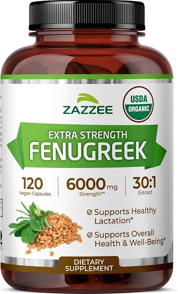 Zazzee USDA Organic Fenugreek 30:1 Extract, 120 Capsules, 4 Month Supply
