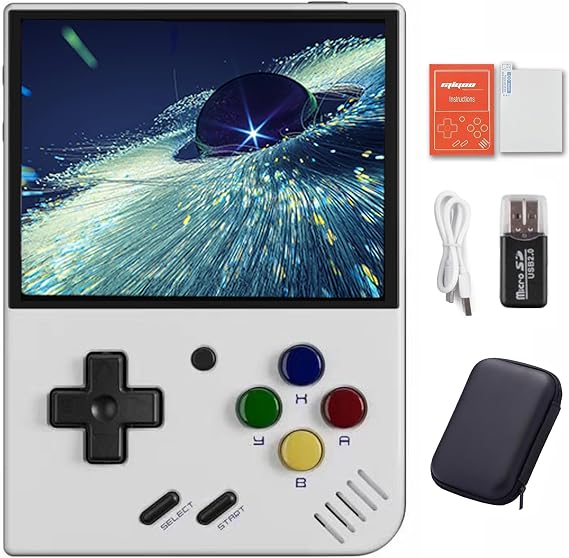 Miyoo Mini Plus Portable Game Console, Linux System, 3.5" OCA Screen, Multiple Simulator Compatible, 64GB, White
