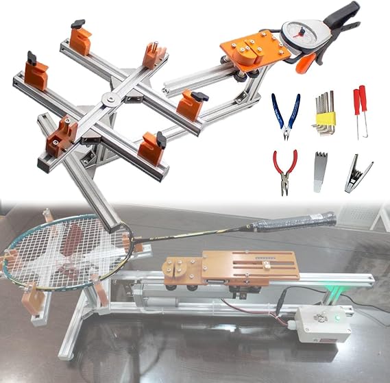 Pro Racquet Stringer Restring Machine with Tools, Electronic Badminton Tennis Stringing Machine DIY Racket Frame Threading Machine