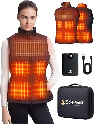 Womens Heated Vest with 12000mAh Battery, 9 Heated Zones Lightweight Rechargeable Vest for Outdoor Outerwear