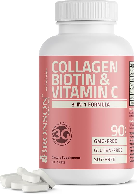 Bronson Collagen Peptides 3000mg with Biotin & Vitamin C, 90 Tablets