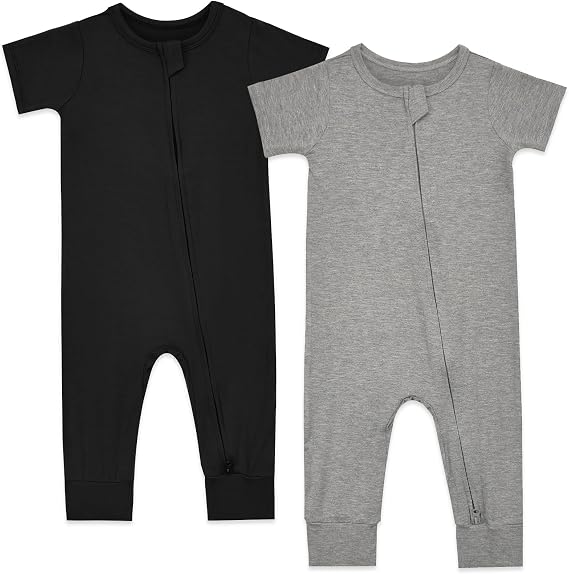 Aablexema Baby Short Sleeve Romper Bamboo Rayon Pajamas