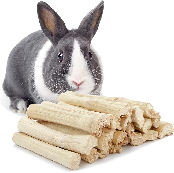 Niteangel Sweet Bamboo Chew Toys: Natural Herbal Flavor & No Additives | Helps Alleviate Teeth Grinding & Reduces Boredom - Fun Safe Snack Treats for Chinchilla Guinea Pig Rabbit and Other Small Pet