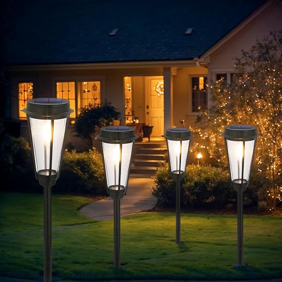 Solar Pathway Lights, 4 Pack | Waterproof, Brighten and Decorate Garden Path, For Yard, Patio, Landscape, and Walkway, Creates Captivating Landscapes