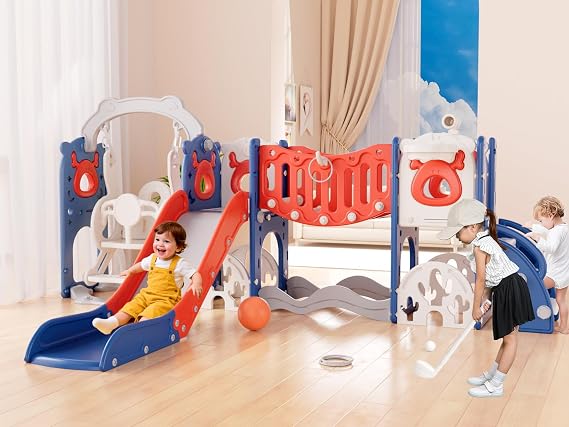 XJD 12-in-1 Toddler Slide and Swing Set, Kids Slide for Toddlers Age 1+