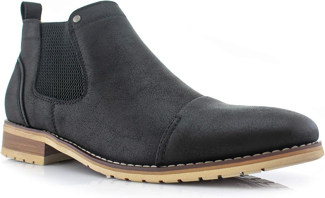 Ferro Aldo Men's Chelsea Boots | Pull-On Ankle Boot in Plain Toe, Cap Toe & Wingtip Brogue Styles | For Casual, Dress, Work & Formal Events
