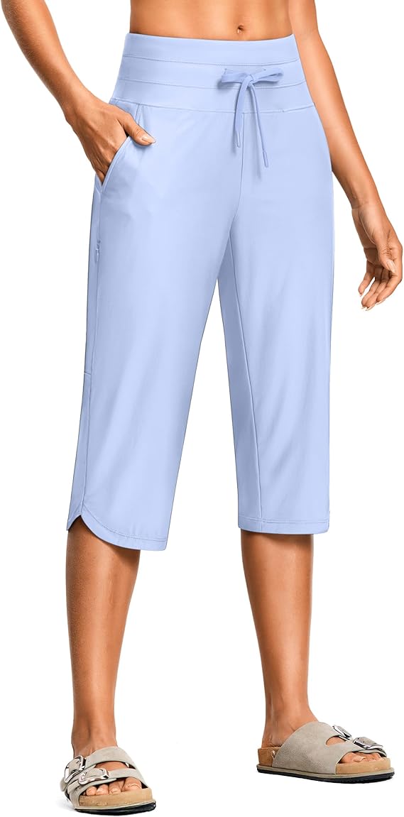 ISEEGZ Women's Swim Capris 18" Quick Dry UPF50+ Swimsuit Pants Long Board Shorts for Women with Pockets