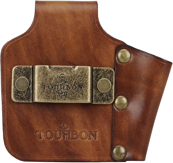 TOURBON Leather Tape Measure Holster Belt Tool Loop - Vintage Brown