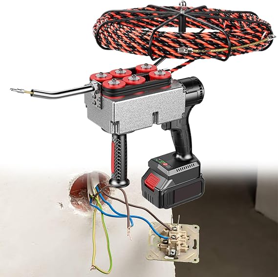 Electrician Wire Puller Through Wall, 40m/min Cordless Electric Stringing Wire Puller, Wall Electrical Wire Threader, Cable Threading Tool