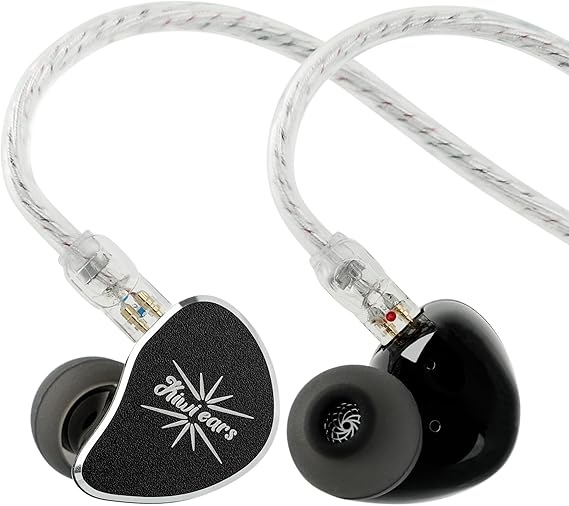 Linsoul Kiwi Ears Belle 10mm DLC Dynamic Driver in-Ear Monitor, HiFi Wired Earbuds with Dual Silver-Plated Cables, Professional IEM for Stage Performance/Gaming/Music Production (Typec MIC, Black)