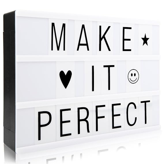 Light up Box A4 LED Message Box Light NXENTC Cinematic Light up Sign with 90 Letters Numbers and Symbols for Home Bar Shop and Party