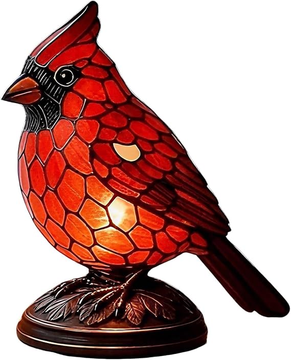 Cardinal Lamp, Red Cardinal Lamp, Resin Birds Night Light, Red Resin Birds Desk Light for Bedroom Living Room, Office