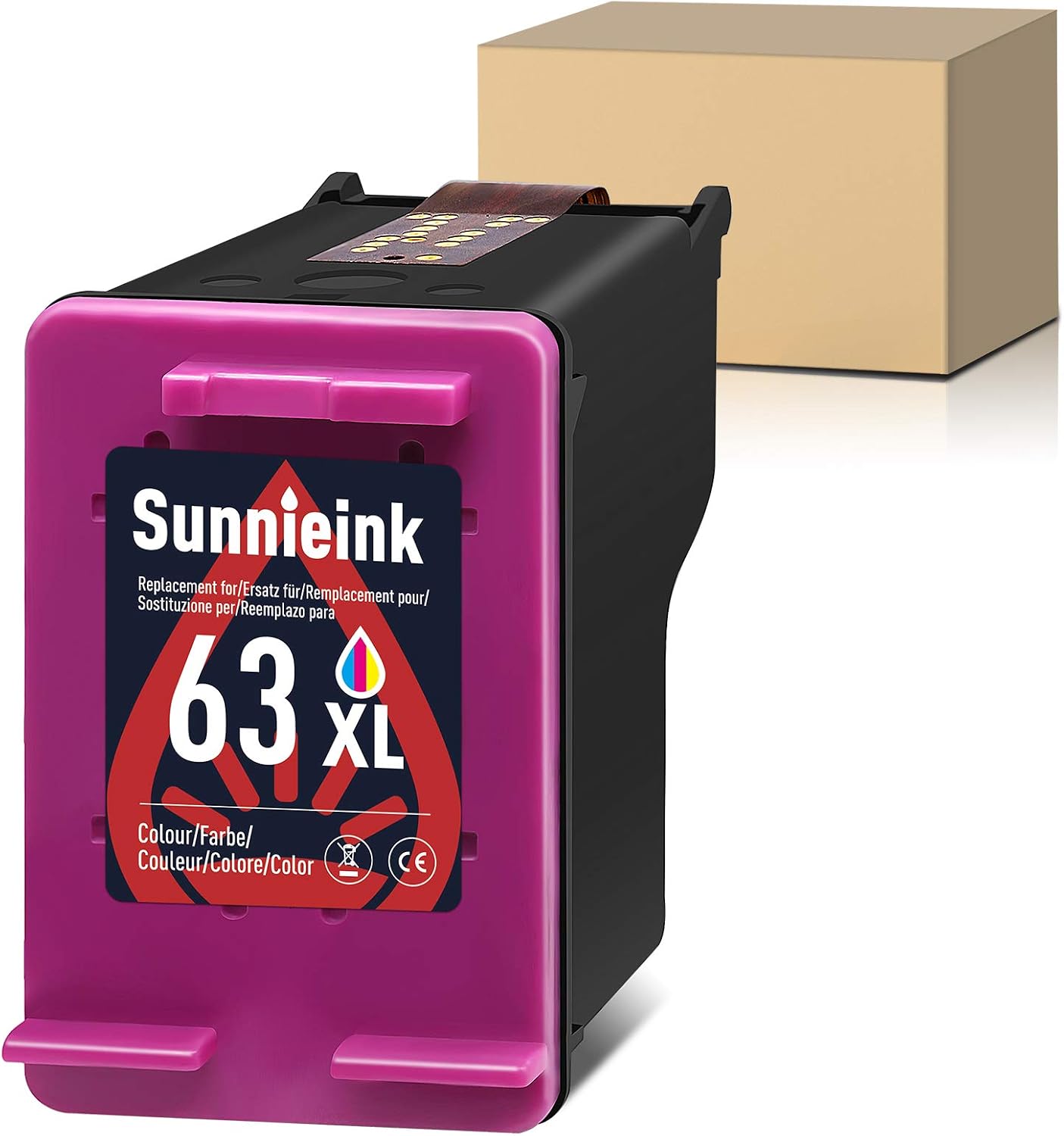 Sunnieink Remanufactured Ink Cartridge Replacement for HP 63XL 63 XL Tri-Color for OfficeJet 3830 4650 5252 5222 5258 5200 5255 4652 4655 DeskJet 3630 1112 2132 3632 2130 3639 Envy 4520 4512 Printer