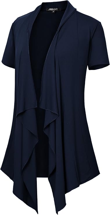 Women's Short Sleeve Draped Open Front Cardigan Lightweight Summer Vest for Women