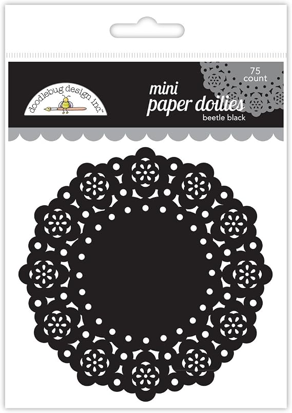 DOODLEBUG Mini Doilies (75 Pack), Beetle Black, Large