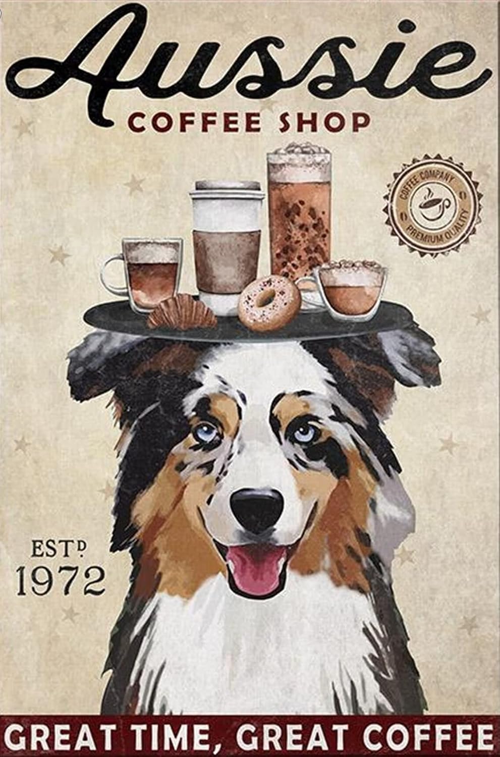 1000 Piece Wooden Puzzle for Adults Gift for Australian Shepherd Lovers Year Dog Aussie Coffee Shop Jigsaw Puzzle Challenging for Youth Fun Puzzle Family Educational Game Toys Activities Gift