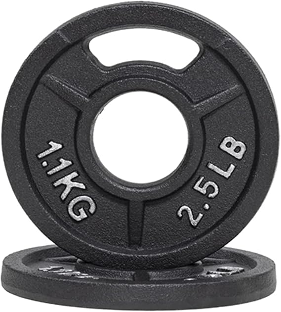 Fitvids 2-Inch Olympic and 1-Inch Standard Cast Iron Weight Plate for Strength Training & Weightlifting, Multiple Weights Available