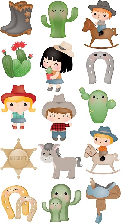 EK Success Brands Decorative Sticko Stickers, Cowboy Cuties